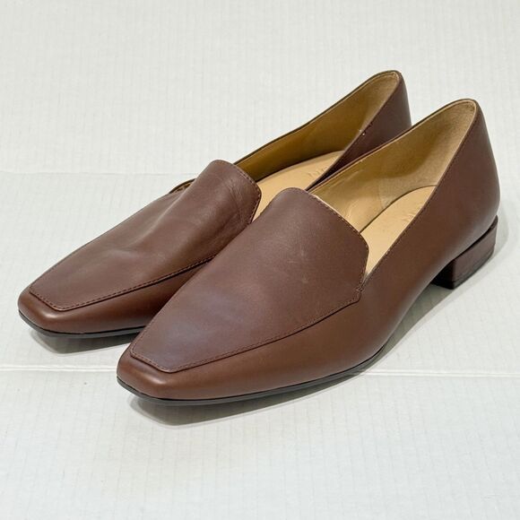 Naturalizer Womens Clea Loafer Sz 11M Brown Leather Square Toe Slip On NEW - Picture 1 of 11